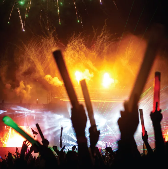 Festival crowd at night